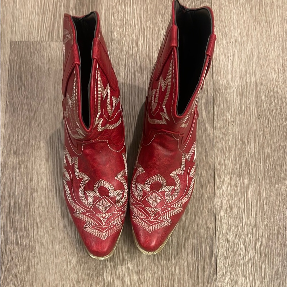 Red Western Ankle Boots